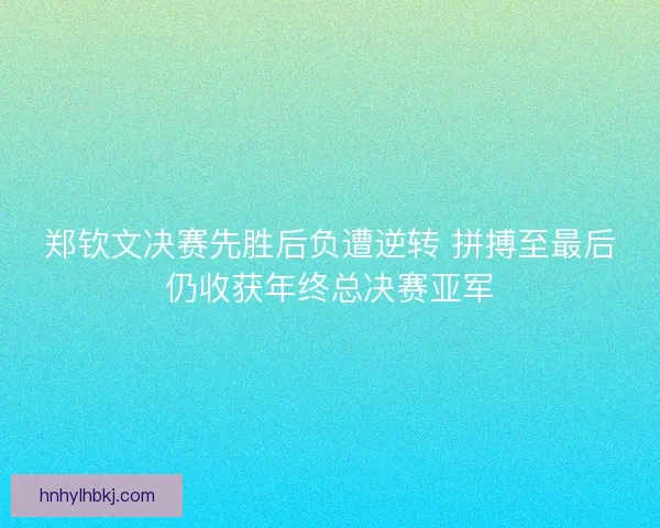 郑钦文决赛先胜后负遭逆转 拼搏至最后仍收获年终总决赛亚军