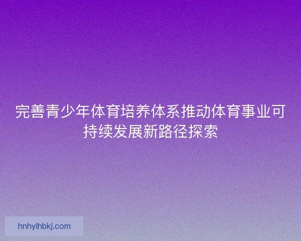 完善青少年体育培养体系推动体育事业可持续发展新路径探索