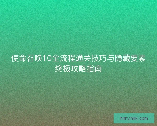 使命召唤10全流程通关技巧与隐藏要素终极攻略指南